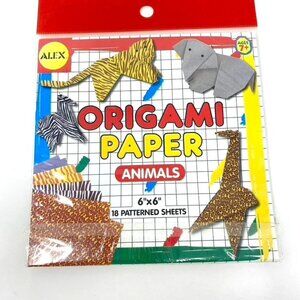 Alex Origami Paper Animals Kit 6"x6" 18 Patterned Sheets For Ages 7+
